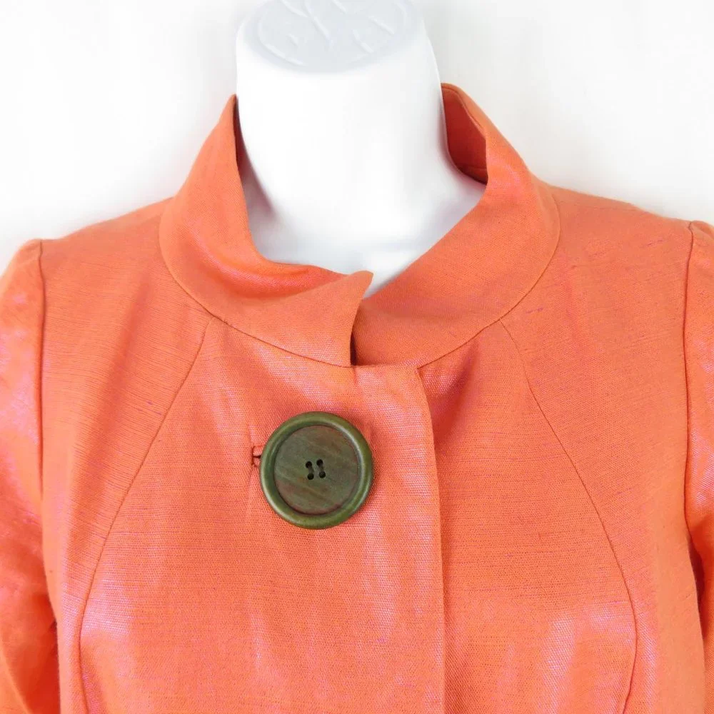 Tracy Reese Shimmer Linen Cotton Jacket Sz 4 - Picture 4 of 5